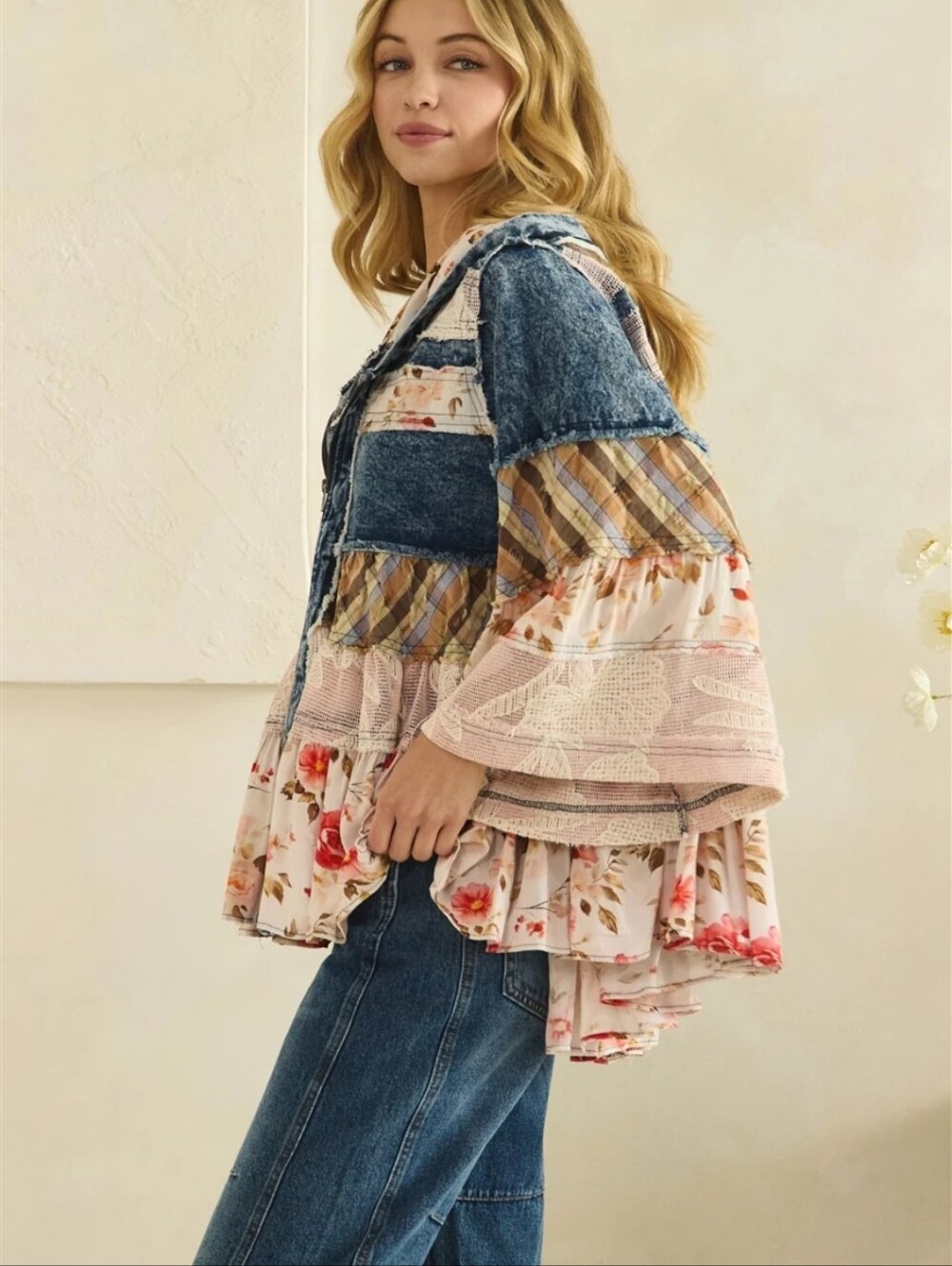#1791 Oli & Hali Wildflower Wanderer Patchwork Hoodie - Picture 7 of 12